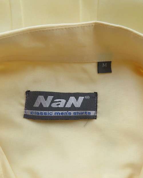 Men`s classic long sleeve butter yellow shirt by NAN size Medium.One pocket.Yoked back with pleat.