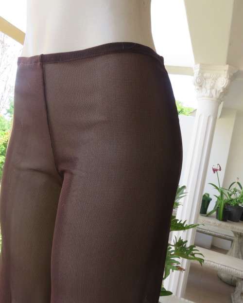 Brown stretch netting wide legg pants to wear under long tops.Size 36 to 38.By PIPPA`S in Vogue.New