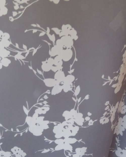 Fabulous silvergrey long sleeve top with pale grey floral pattern 42/18 by WOOLWORTHS.Collarless