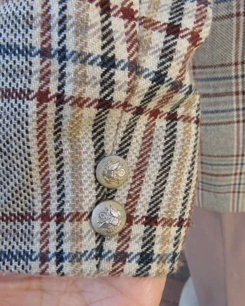 High quality RACHEL check fully lined double breast jacket cream/browns. 25% wool.Size 36/12.As new