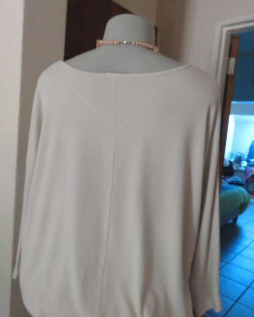 Lovely slip over cream stretch viscose top with rose design/subtle crimson/pink.By  INWEAR Size 42.