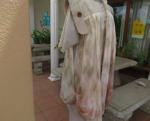 Boutique made 2 pc slip over dolman sleeve top and long open sleeveless pleated jacket by JOLINE 36+