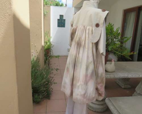 Boutique made 2 pc slip over dolman sleeve top and long open sleeveless pleated jacket by JOLINE 36+
