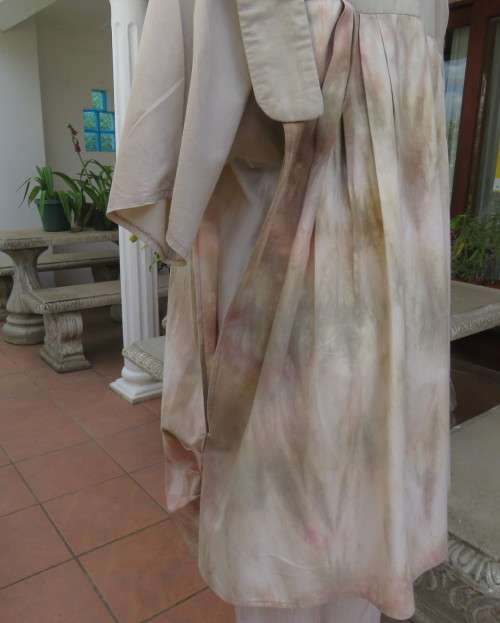Boutique made 2 pc slip over dolman sleeve top and long open sleeveless pleated jacket by JOLINE 36+