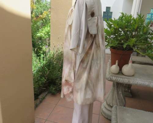 Boutique made 2 pc slip over dolman sleeve top and long open sleeveless pleated jacket by JOLINE 36+