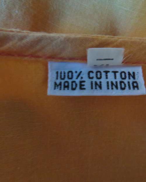Richly embroidered 100% cotton slip over long sleeve orange top  from INDIA.Size 42 oversized.As new