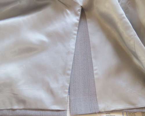 Handsome 2 pc.Men`s light grey striped suit in polyester/new wool blend by MOOD.Jacket 42R.Pants 38