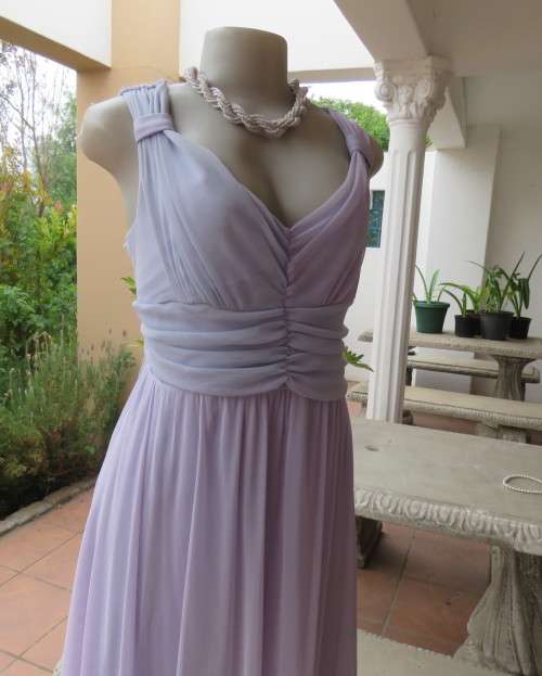 Glamour pale lilac/blue nylon tulle sleeveless dress.Stretch poly lining.Size 38 by TRUWORTHS.