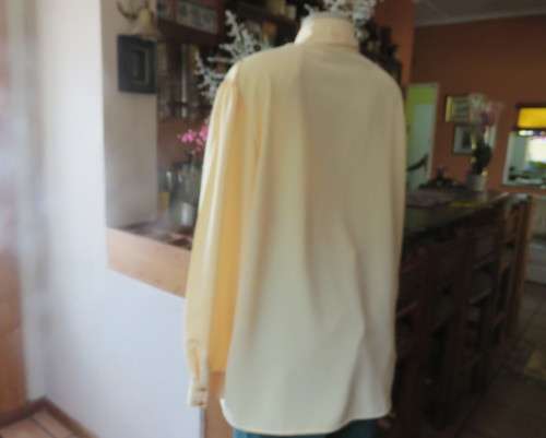 High quality silky poly rich vanilla colour long sleeve blouse top size 46.Stunning collar.New cond.