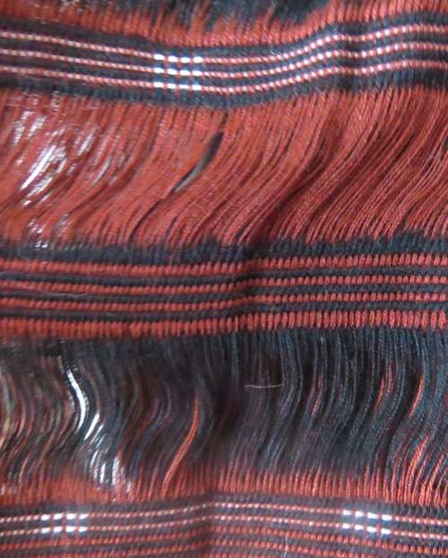 Unique burgundy/black hand woven scarf size 29cm x 120cm.Fringed.By Longneck tribe N.Thailand.New