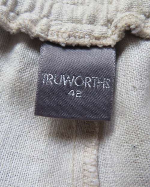 Natural colour linen/cotton pants size 42 to 44 by TRUWORTS.Elasticated waist.Inner leg 58cm.As new.