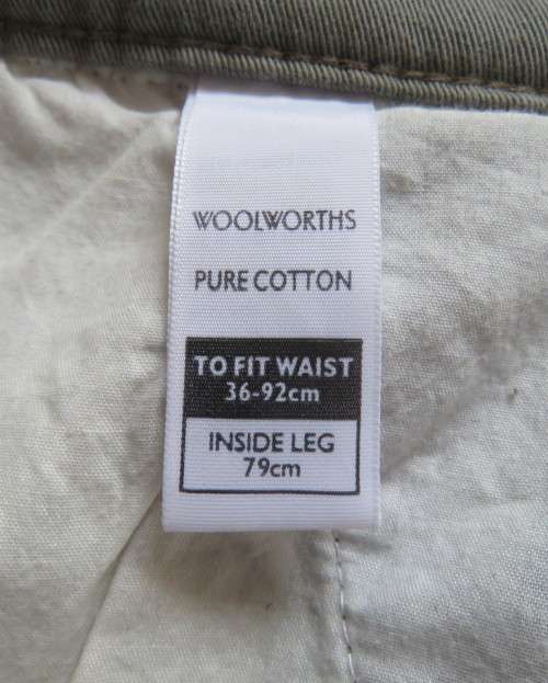 Men`s coffee colour Chino pants in pure cotton size 36.Inner leg 78cm.Flat front.Very good con.