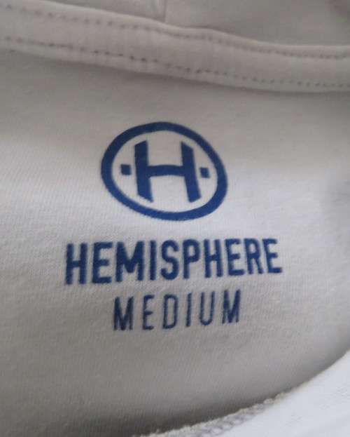 As new HEMISPHERE hooded top in grey with blue/red logo.In polycotton. For 13 to 14 yr boy,