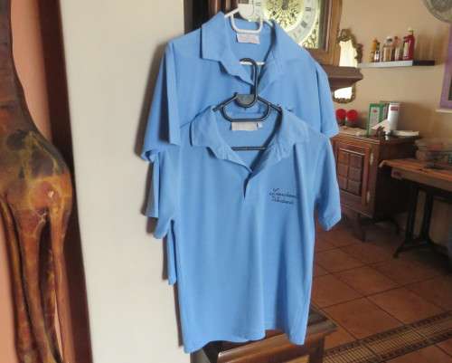 Blue short sleeve WESBANK LAERSKOOL sport shirts size 30 and 32. As new conditon.Buy 1 or both.