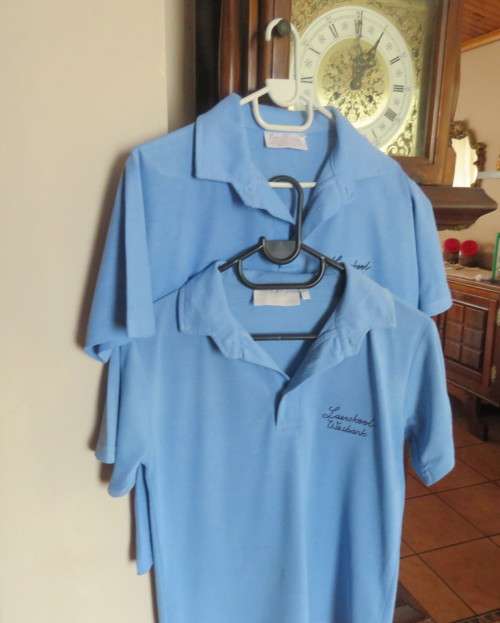 Blue short sleeve WESBANK LAERSKOOL sport shirts size 30 and 32. As new conditon.Buy 1 or both.