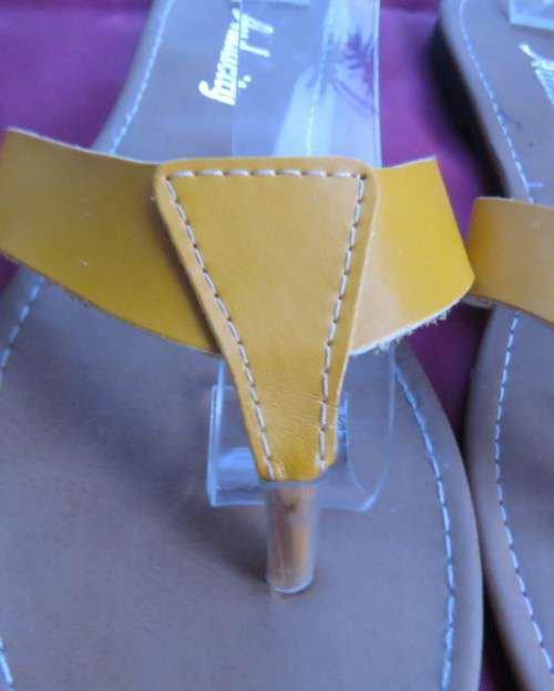 Mustard Flip Flop Sandals by Audacity, Size 8