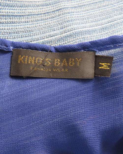 Chic little royal blue sheer polyester slip over top with cut-on sleeves.Size 36/38.By KINGS BABY.