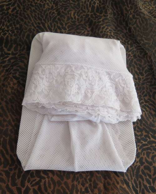 Pair of white size Medium stretch netting stockings for the BRIDE. Up to over knees. New