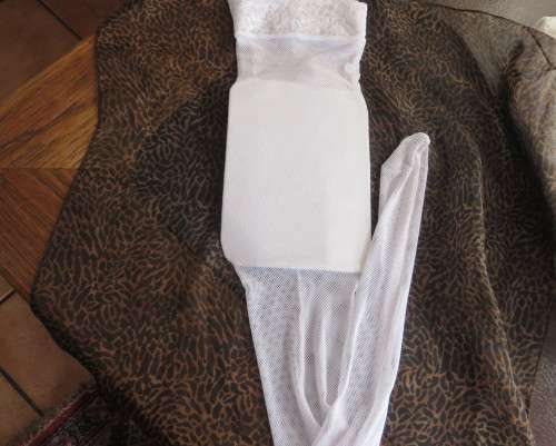 Pair of white size Medium stretch netting stockings for the BRIDE. Up to over knees. New