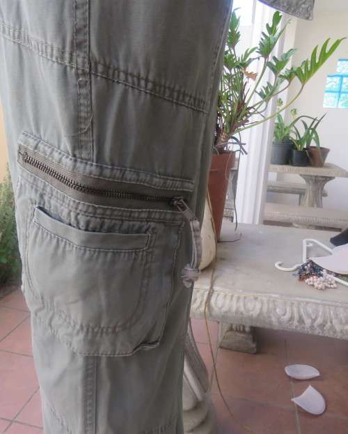 Vintage authentic 100% cotton. Wash out distressed look.Sage green.Pockets and stitching galore. 34.