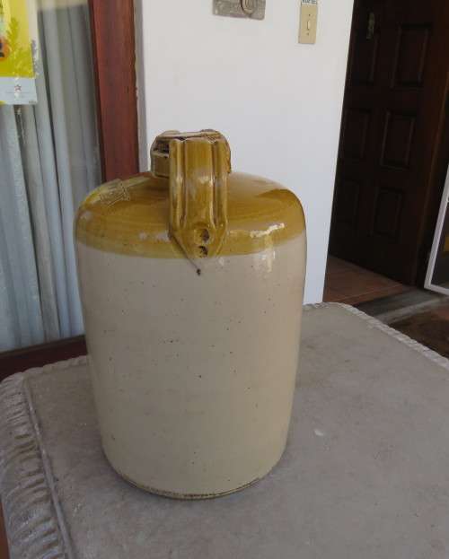 Vintage CAPEX glazed stonewear jug with stopper. Height 36cm. Diameter 23cm. Very good condition.