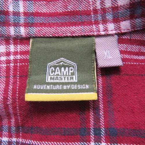CAMP MASTER men`s maroon/white/grey size XL check winters shirt. One pocket. Pure cotton. New