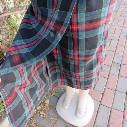 Always in fashion! Tartan check fold over ankle length red/jade/black skirt.COVENANT Fashion size 36