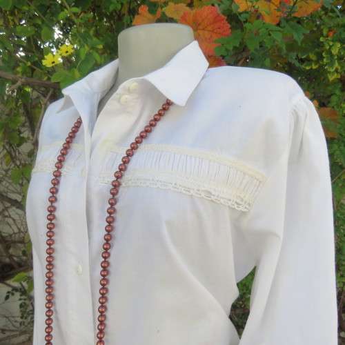 Warm pure cotton long cuffed sleeve light cream button down vintage style blouse.By BUS STOP size 38