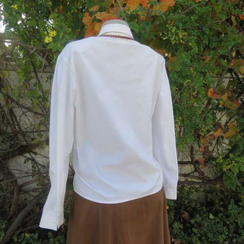 Warm pure cotton long cuffed sleeve light cream button down vintage style blouse.By BUS STOP size 38
