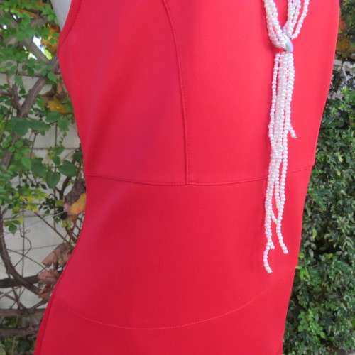 Fiery red slip over sleeveless firm polyester stretch dress size 38/14 by HOT SHOTS. Brand new cond.