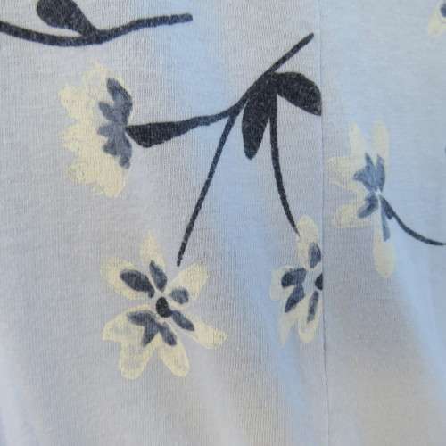 Maxi sleek adriatic mist slip over cotton sleeveless dress with white/navy flowers. Size 34. As new.