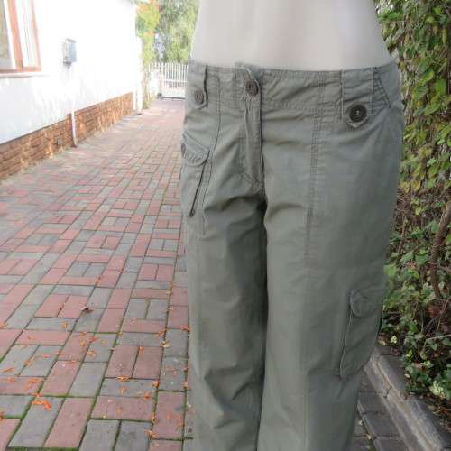 Ladies dark olive green cargo pants. HANG TEN size 36/12. Bellow pockets.Stud/zip decoration.As new