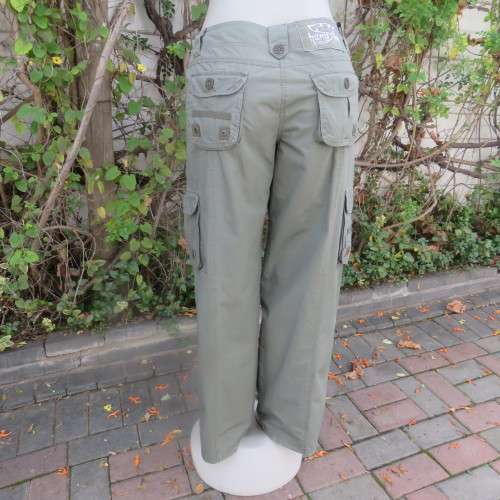 Ladies dark olive green cargo pants. HANG TEN size 36/12. Bellow pockets.Stud/zip decoration.As new