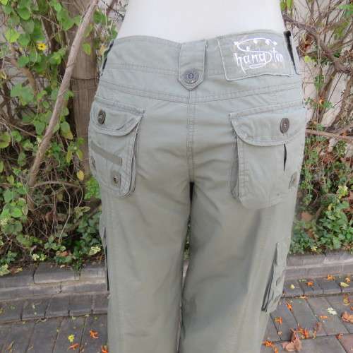 Ladies dark olive green cargo pants. HANG TEN size 36/12. Bellow pockets.Stud/zip decoration.As new