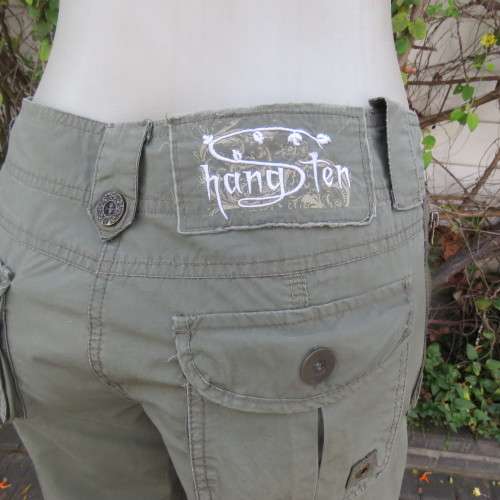 Ladies dark olive green cargo pants. HANG TEN size 36/12. Bellow pockets.Stud/zip decoration.As new