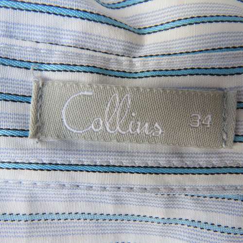 Cool short sleeve ladies vertical jade/white striped shirt.Embroidery on front/yoke back.COLLINS 34