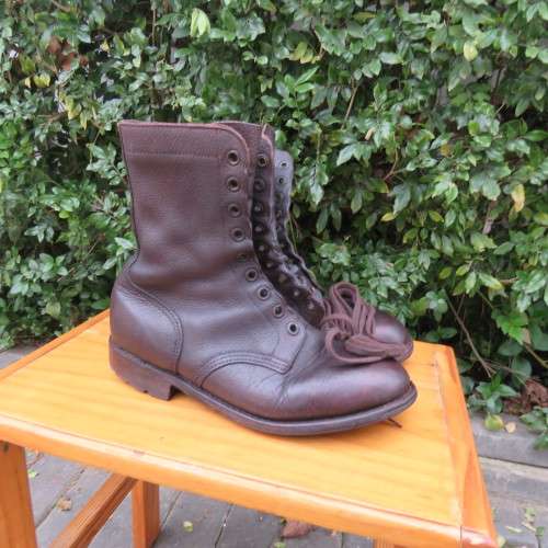 Pair of SADF brown genuine leather army boots size 7.5 army size 262M. By DWS issued 2010.Very good.