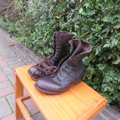 Pair of SADF brown genuine leather army boots size 7.5 army size 262M. By DWS issued 2010.Very good.