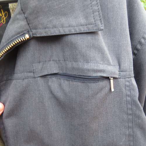Grey polycotton long sleeve zip-up DURBURG men`s jacket. Warm zip-on inner. Size XL. AS new.