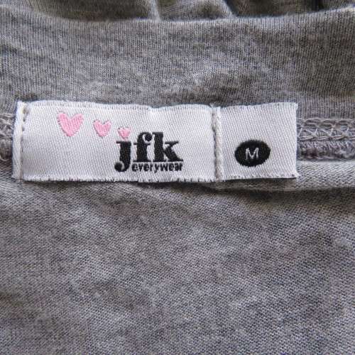 Silver grey long sleeve size 36/12 empire waist top with fold over bust. By JFK. Stretch viscose.