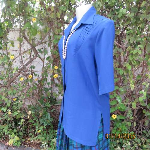 Make a statement with this royal blue uniquely styled polycotton top by B.S.TRADE size 42/18. As new