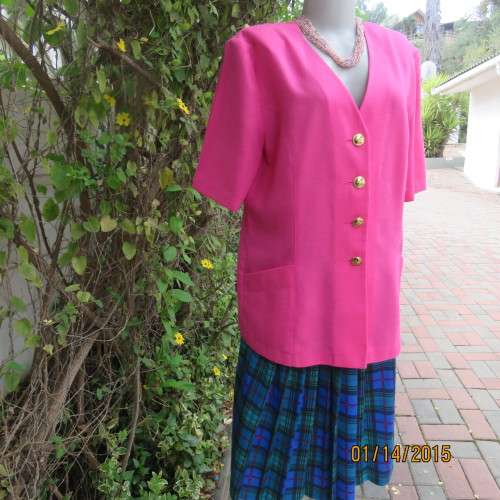 Summer short sleeve hot pink button down jacket size 40/16 by WOOLWORTHS. New condition.