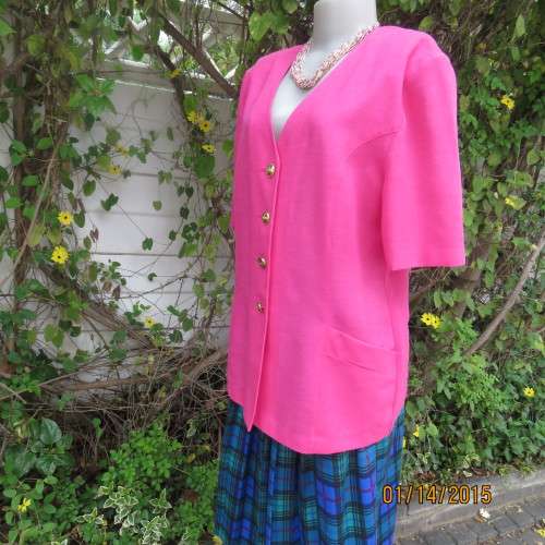 Summer short sleeve hot pink button down jacket size 40/16 by WOOLWORTHS. New condition.