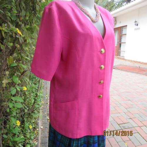 Summer short sleeve hot pink button down jacket size 40/16 by WOOLWORTHS. New condition.