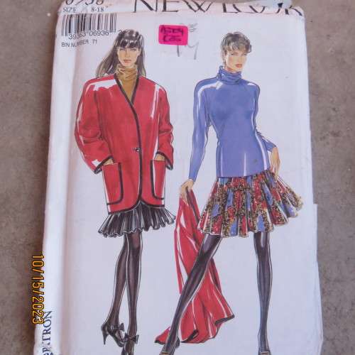 NEW LOOK sewing pattern for pleated skirt,top,jacket. Sizes 32 to 42. As new. 6936