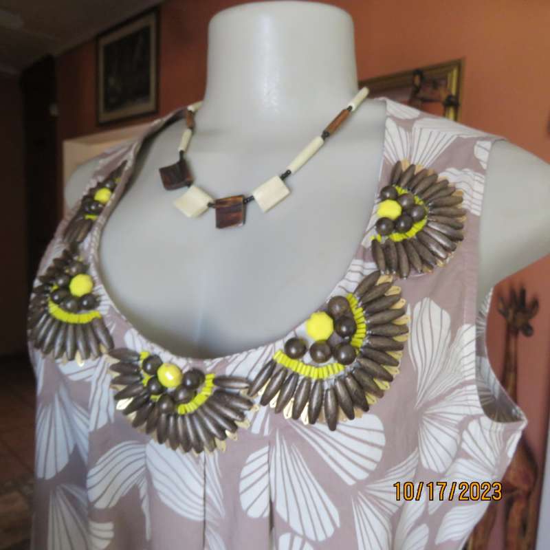 Fabulous embellished sleeveless top by BODEN UK. Size 36/12. White design on ecru. Never used.