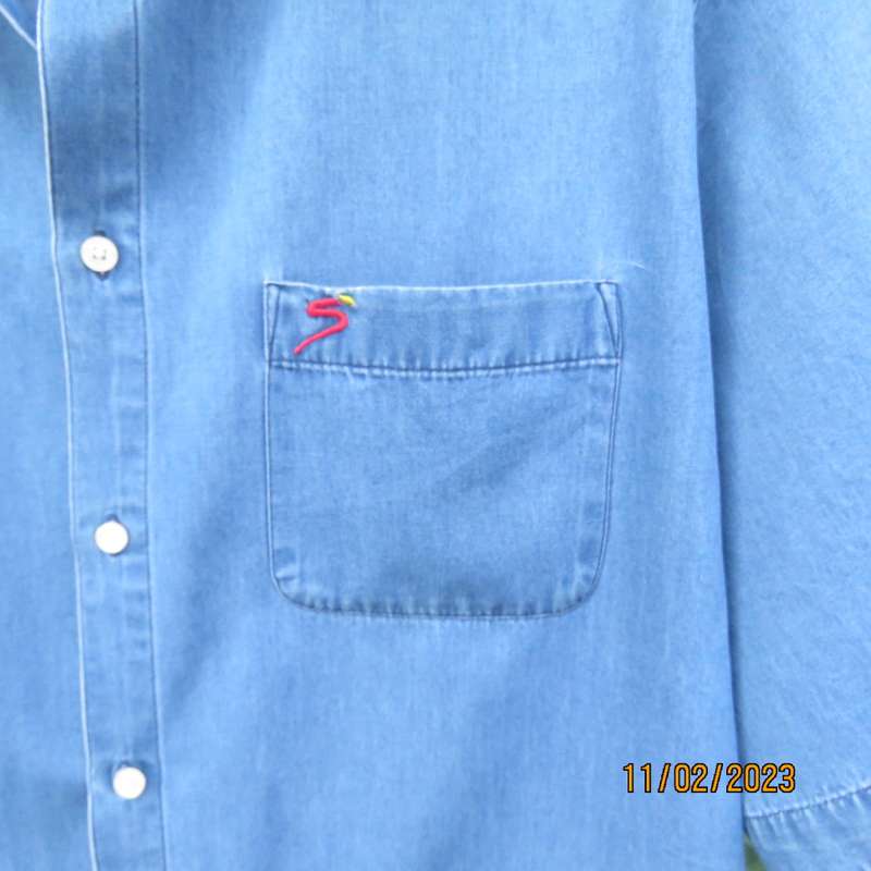 SUPERSPORT Men`s blue denim short sleeve size XXL shirt in 100% cotton. One pocket. As new