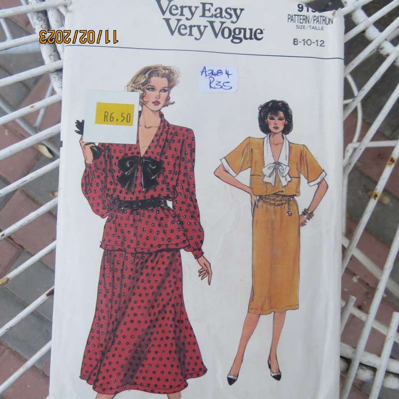 Very easy very VOGUE sewing pattern for dress , skirt and top. Size 32 to 42. 9190. As new