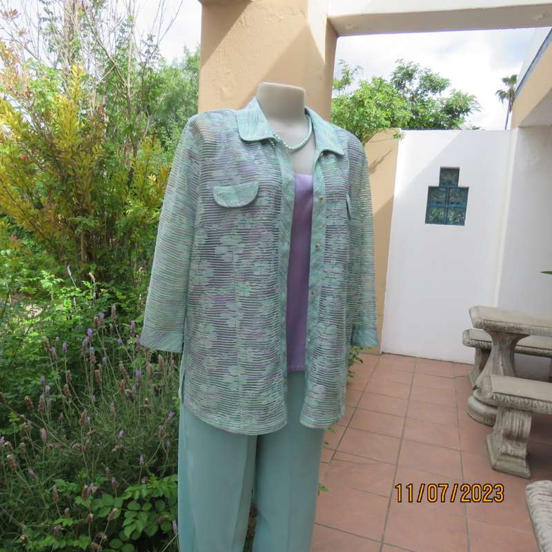 Amazing Agora fashion see-through jacket with embossed light turquois/ lilac pattern.Size 36/12.New