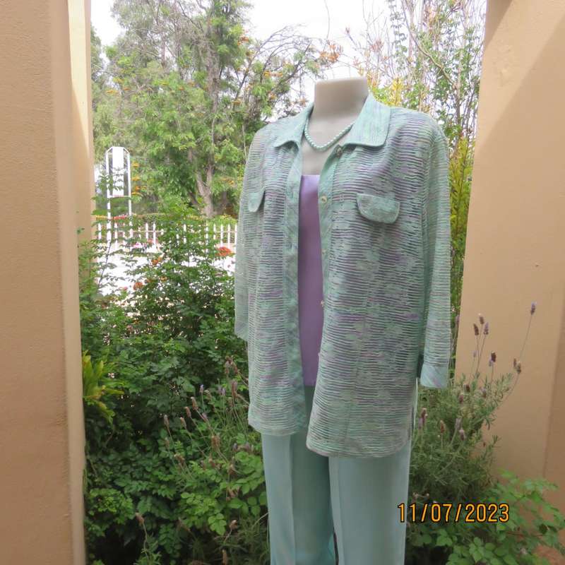 Amazing Agora fashion see-through jacket with embossed light turquois/ lilac pattern.Size 36/12.New
